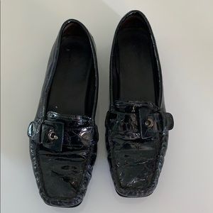 Stuart Weitzman black buckle loafers